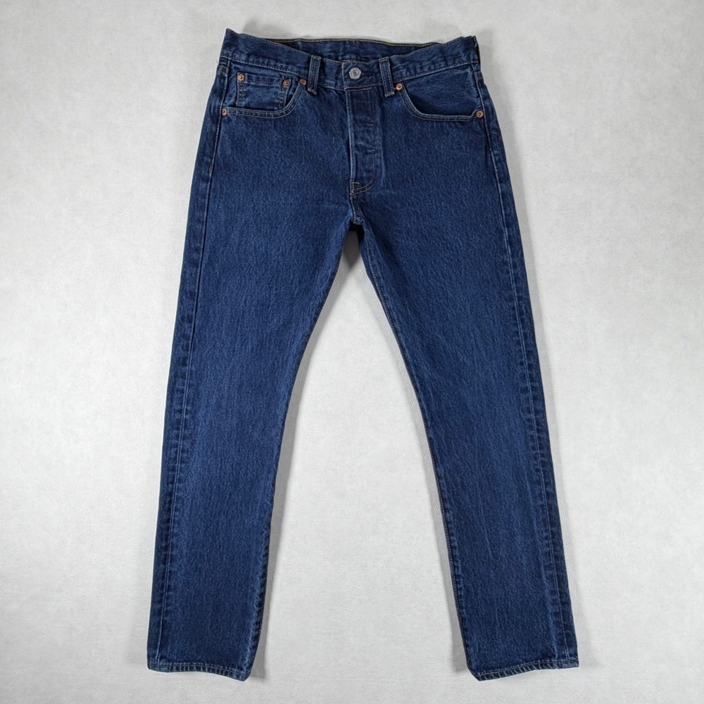 Levis 501 Original Fit Jeans Mens 29x30 Dark Wash Blue Button Fly 00501-0115